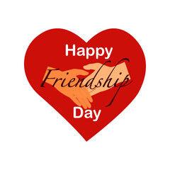 Greeting card for friendship day in a heart on a light background