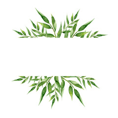 Wreath with watercolour greenery eucalyptus for spring and summer cards