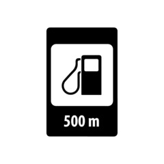 Road sign black refueling through 500 meters vector icons