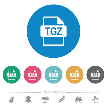 TGZ file format flat round icons