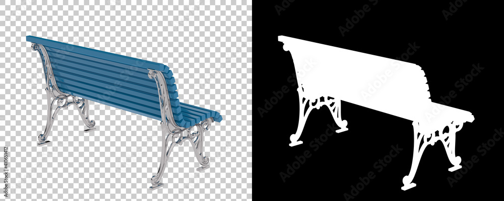 Aufkleber park bench isolated on background with mask. 3d rendering - illustration