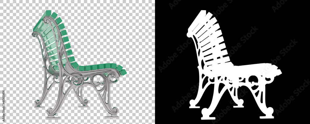 Poster park bench isolated on background with mask. 3d rendering - illustration