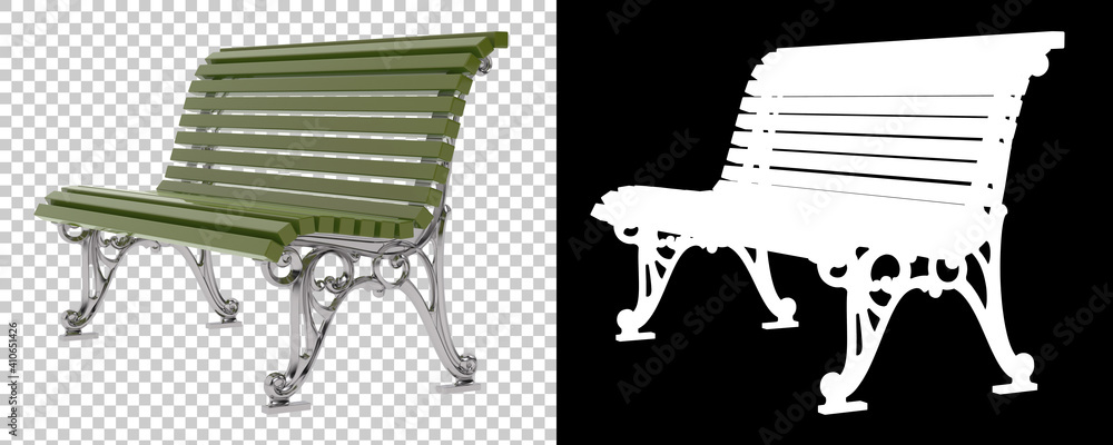 Poster park bench isolated on background with mask. 3d rendering - illustration