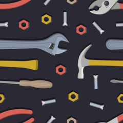 Seamless pattern with construction, home repair instruments. vector illustration.