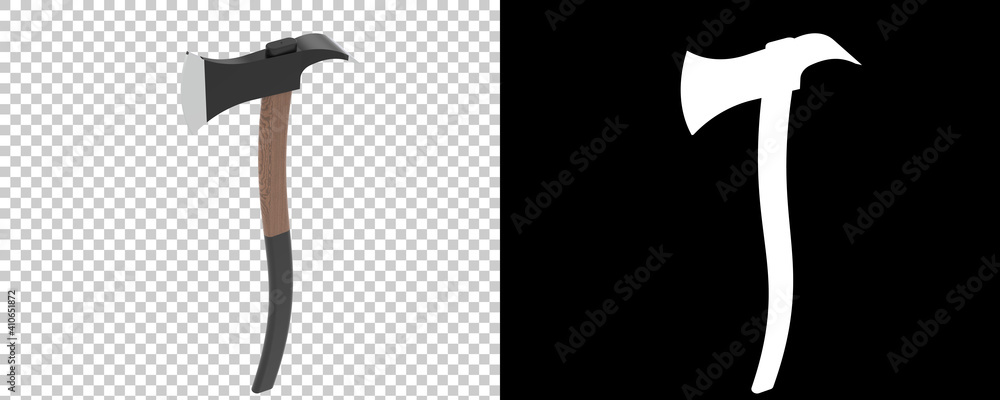 Poster modern axe isolated on background with mask. 3d rendering - illustration
