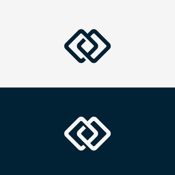 Abstract Logo template shape square with round in line.
