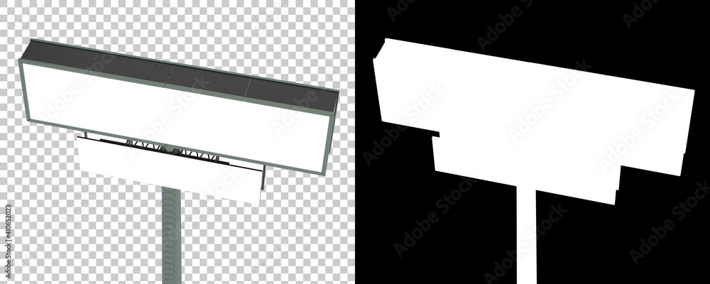 Poster billboard isolated on background with mask. 3d rendering - illustration