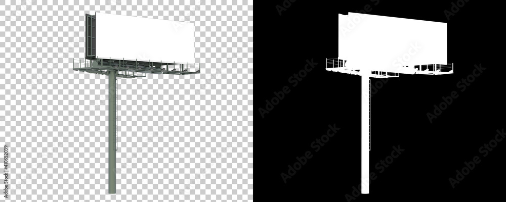 Poster billboard isolated on background with mask. 3d rendering - illustration