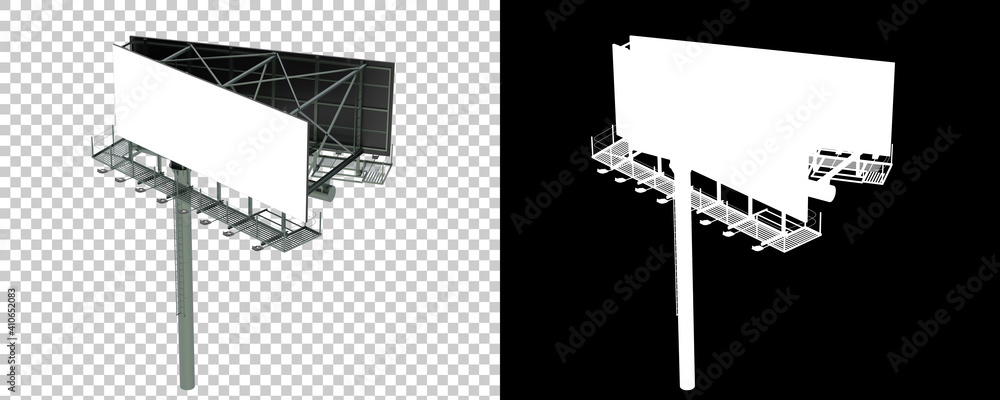 Poster billboard isolated on background with mask. 3d rendering - illustration