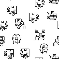 Buyer Customer Journey Seamless Pattern Vector Thin Line. Illustrations