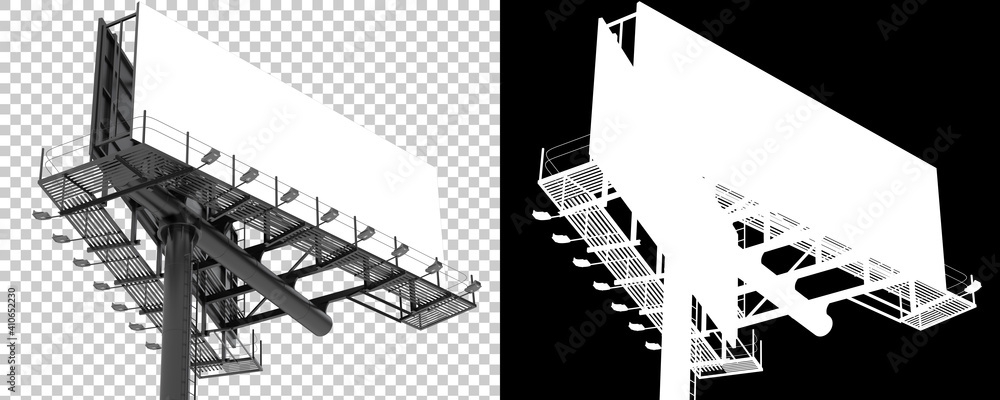 Poster billboard isolated on background with mask. 3d rendering - illustration