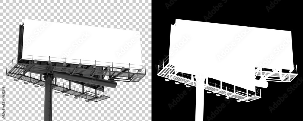 Poster billboard isolated on background with mask. 3d rendering - illustration