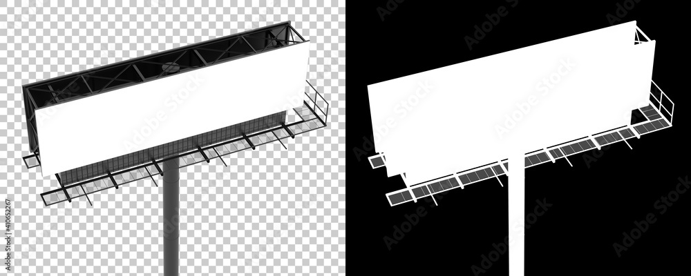 Poster billboard isolated on background with mask. 3d rendering - illustration