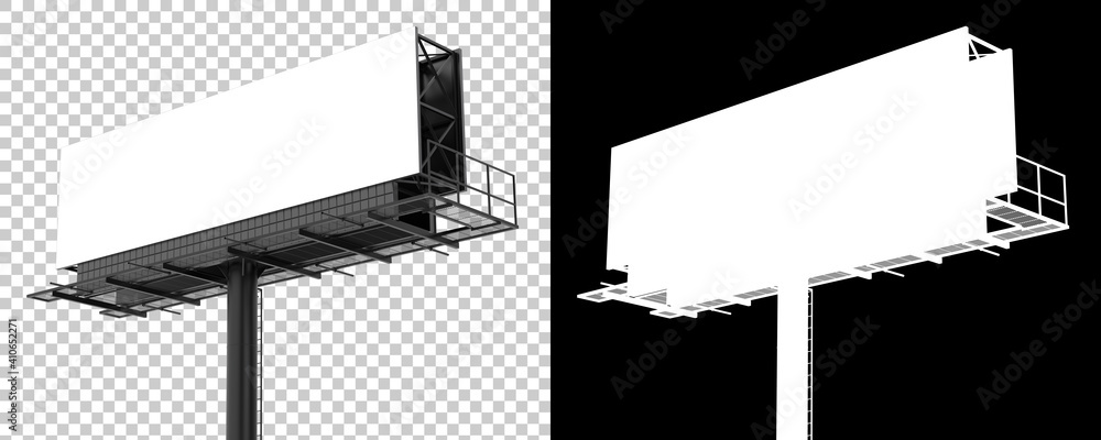 Poster billboard isolated on background with mask. 3d rendering - illustration