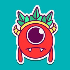 cute doodle monster designs for coloring, backgrounds, stickers, logos, symbol, icons and more