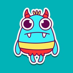 cute doodle monster designs for coloring, backgrounds, stickers, logos, symbol, icons and more