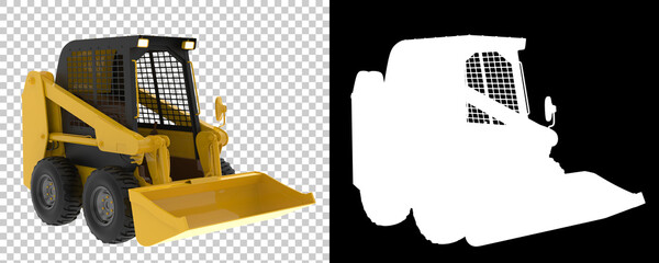 Industrial bulldozer isolated on background with mask. 3d rendering - illustration