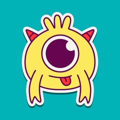 cute doodle monster designs for coloring, backgrounds, stickers, logos, symbol, icons and more