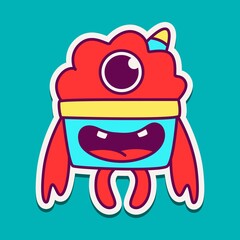 cute doodle monster designs for coloring, backgrounds, stickers, logos, symbol, icons and more