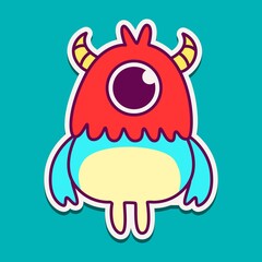 cute doodle monster designs for coloring, backgrounds, stickers, logos, symbol, icons and more
