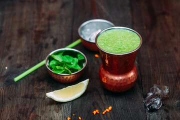 Indian mint cocktail in a copper glass