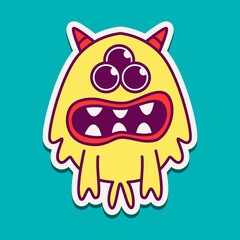 cute doodle monster designs for coloring, backgrounds, stickers, logos, symbol, icons and more