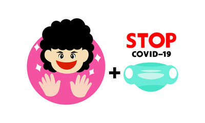 Washing hand and protective face mask against corona virus,Covid-19.