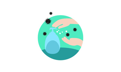Washing hand for coronavirus prevention,COVID-19 prevention,Vector illustration.