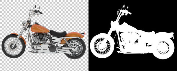 Motorcycle isolated on background with mask. 3d rendering - illustration