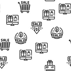 Cost Reduction Sale Seamless Pattern Vector Thin Line. Illustrations