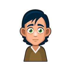 Cute Young Man Avatar Character. Cartoon Style Userpic Icon. Vector