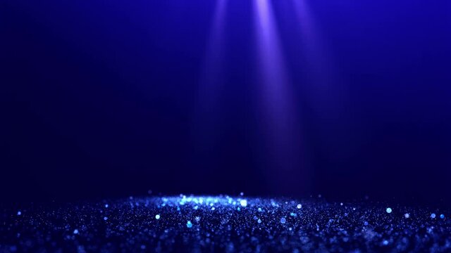 Abstract mystic glittering particles with lights effects and dust particles as 3D loop video animation blue background