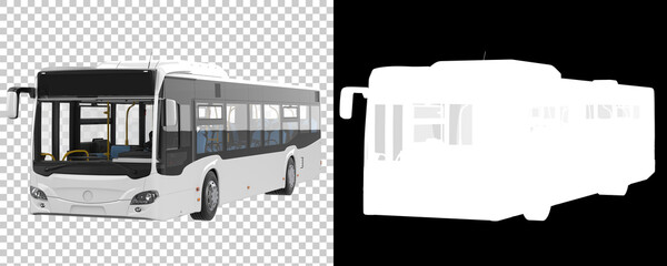 City bus isolated on background with mask. 3d rendering - illustration - obrazy, fototapety, plakaty