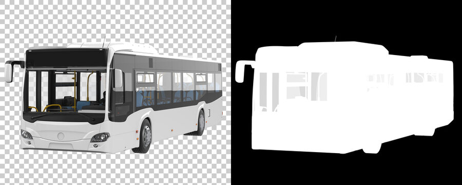 City bus isolated on background with mask. 3d rendering - illustration