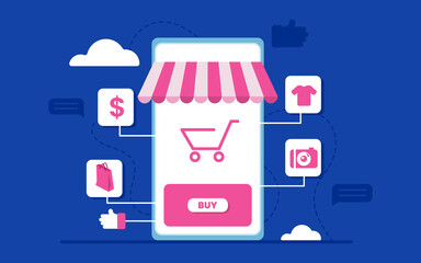 Online store vector concept illustration for your landing page or your project