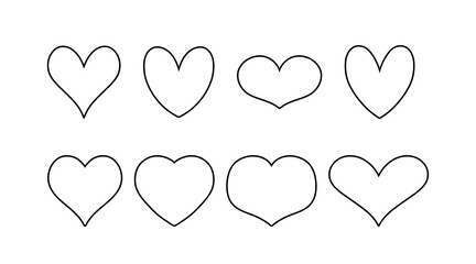 Vector heart outline set