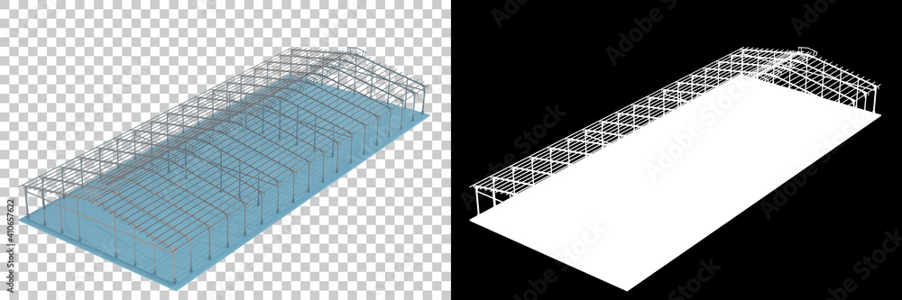 Poster warehouse structure isolated on background with mask. 3d rendering - illustration
