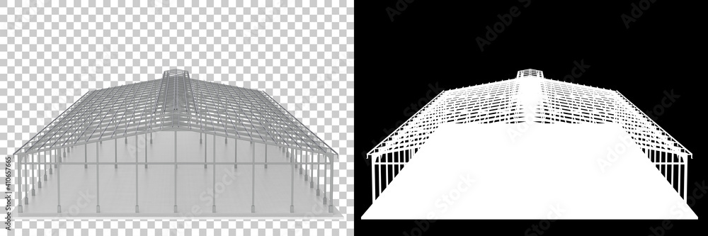 Poster warehouse structure isolated on background with mask. 3d rendering - illustration