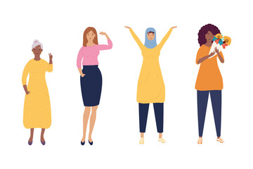 Fototapeta premium group of diversity women characters