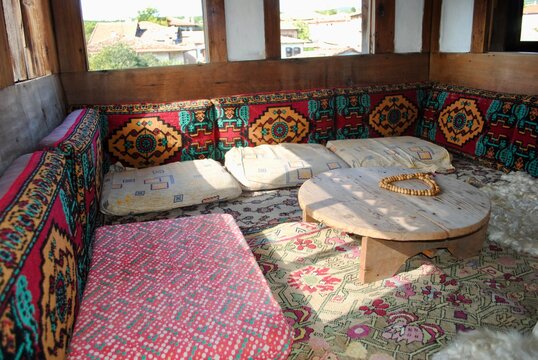 The corner of a traditional interior Anatolian house beside the windows. Yoruk Village. Safranbolu. Turkey. 