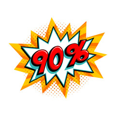 Comic yellow sale bang balloon - Pop art style discount promotion banner. Vector illustration