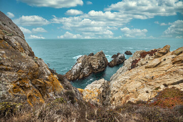Beautiful landscape, view rocky Pacific Ocean coast at Point Lobos State Reserve in Carmel,...