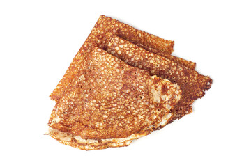 Three crepes, folded on white