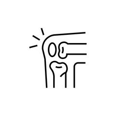 Knee pain icon. Arthritis vector illustration. Isolated contour of medical support on white background.