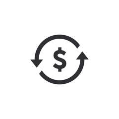 Fototapeta premium Coin icon. Dollar sign. Dollar symbol. Dollar coin. Bank payment symbol. Finance symbol. Currency symbol. American currency. American dollar. Cash icon. Currency exchange. Back refund investment. 