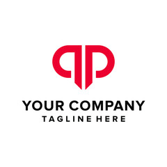 Modern letter pp or qp logo design