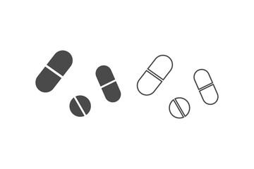 pills icon on white background, vector illustration