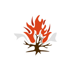 icon of a burning tree, vector illustration