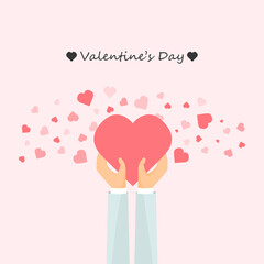 hands holding heart, love confession, vector illustration