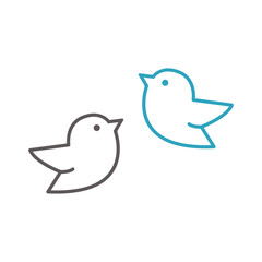 birds icons and hearts, vector illustration